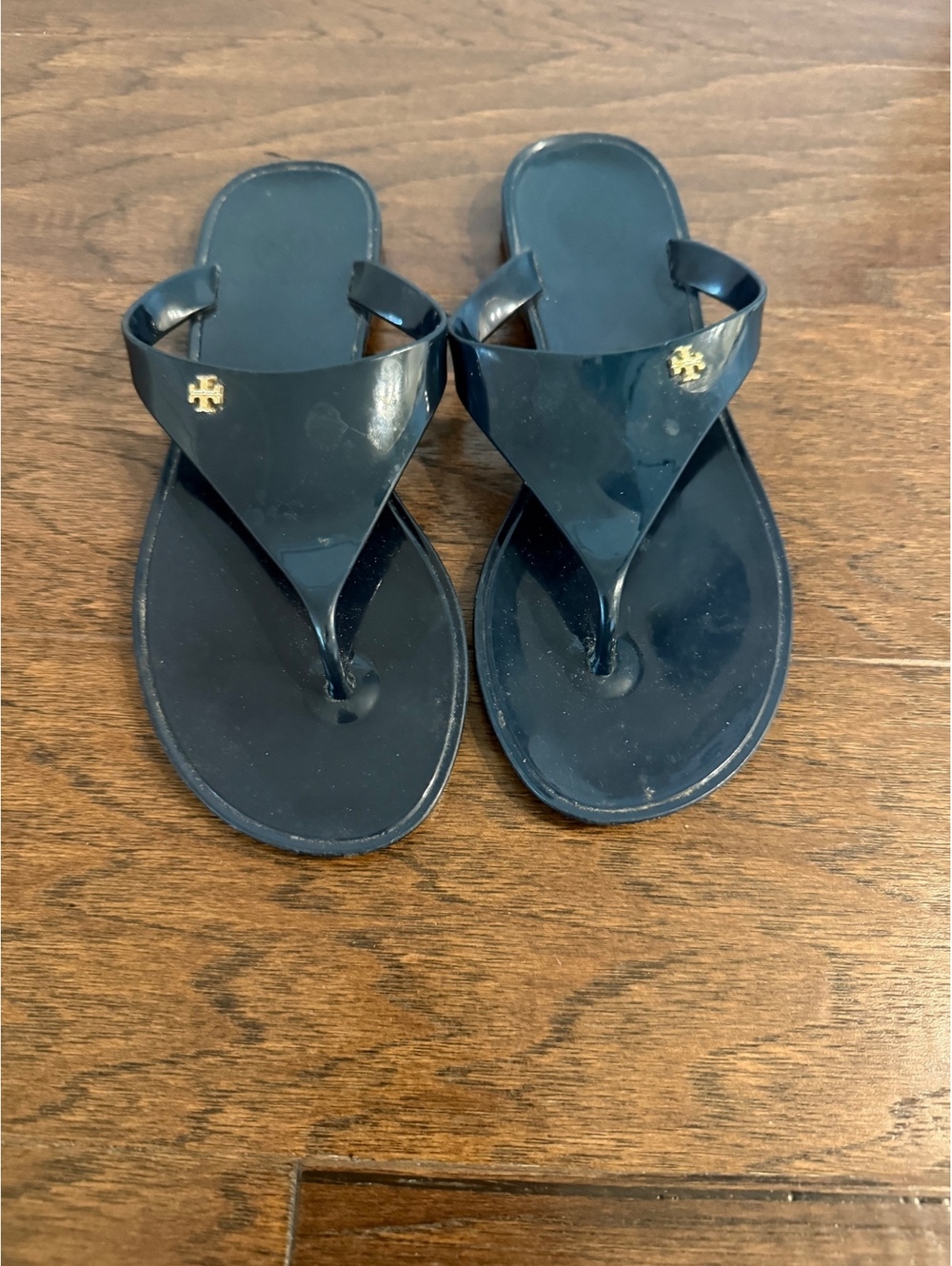 Tory Burch Speer Flat Thong Sandals Navy Sz 5